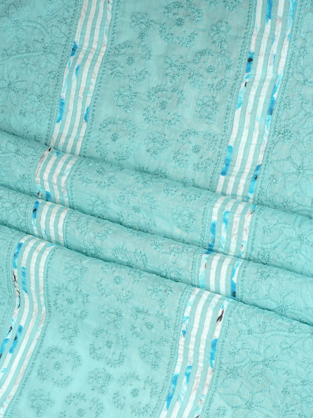 Ada Hand Embroidered Sky Blue Cotton Lucknowi Chikankari Unstitched Suit Piece 01A964841