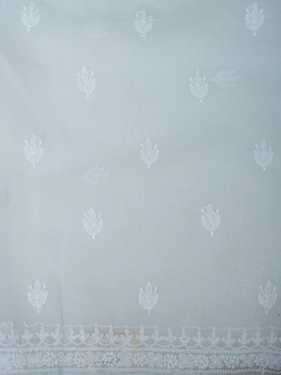 Ada Hand Embroidered Sky Blue Cotton Lucknowi Chikankari Unstitched Suit Piece 01A977508
