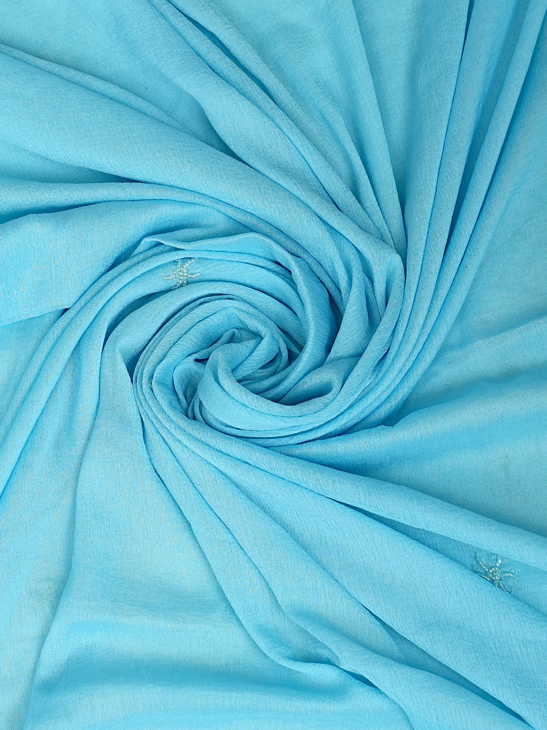Ada Hand Embroidered Sky Blue Cotton Lucknowi Chikankari Unstitched Suit Piece With Pearl Work 01A751960