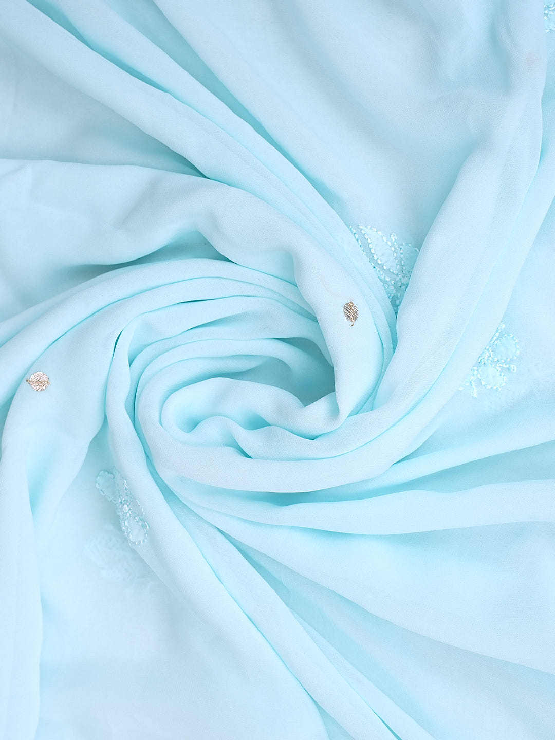 Ada Hand Embroidered Sky Blue Viscose Georgette Lucknowi Chikankari Unstitched Kurta Dupatta Set With Gota Patti Work 01A984169