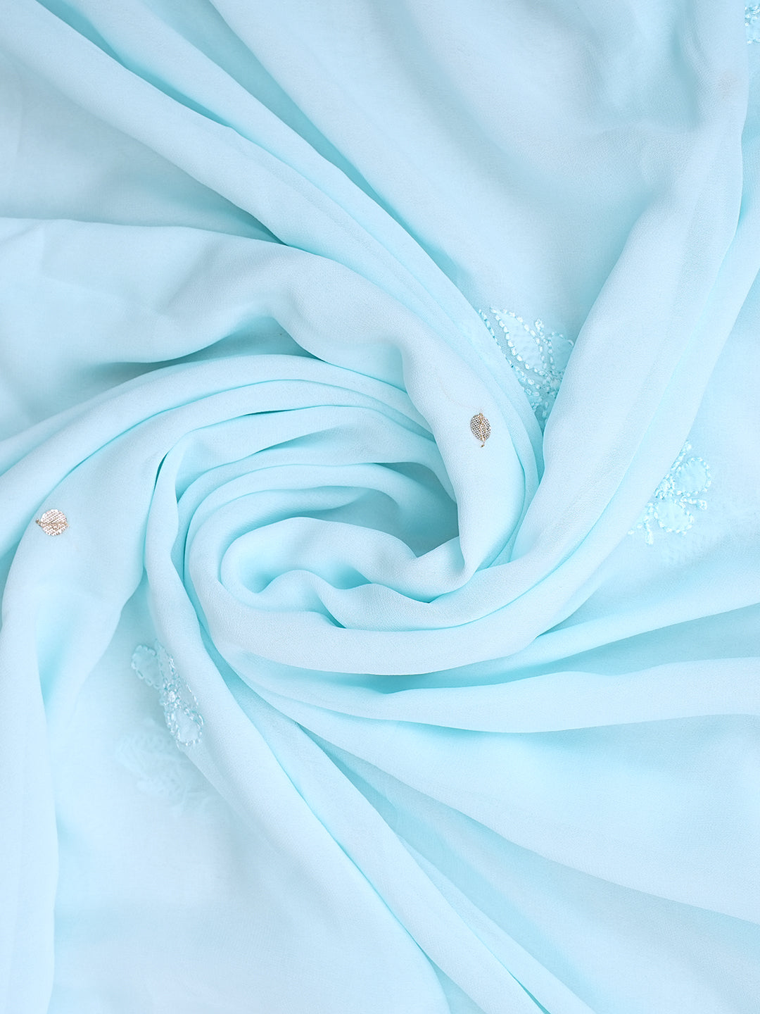 Ada Hand Embroidered Sky Blue Viscose Georgette Lucknowi Chikankari Unstitched Kurta Dupatta With Gota Patti Work 01A984169