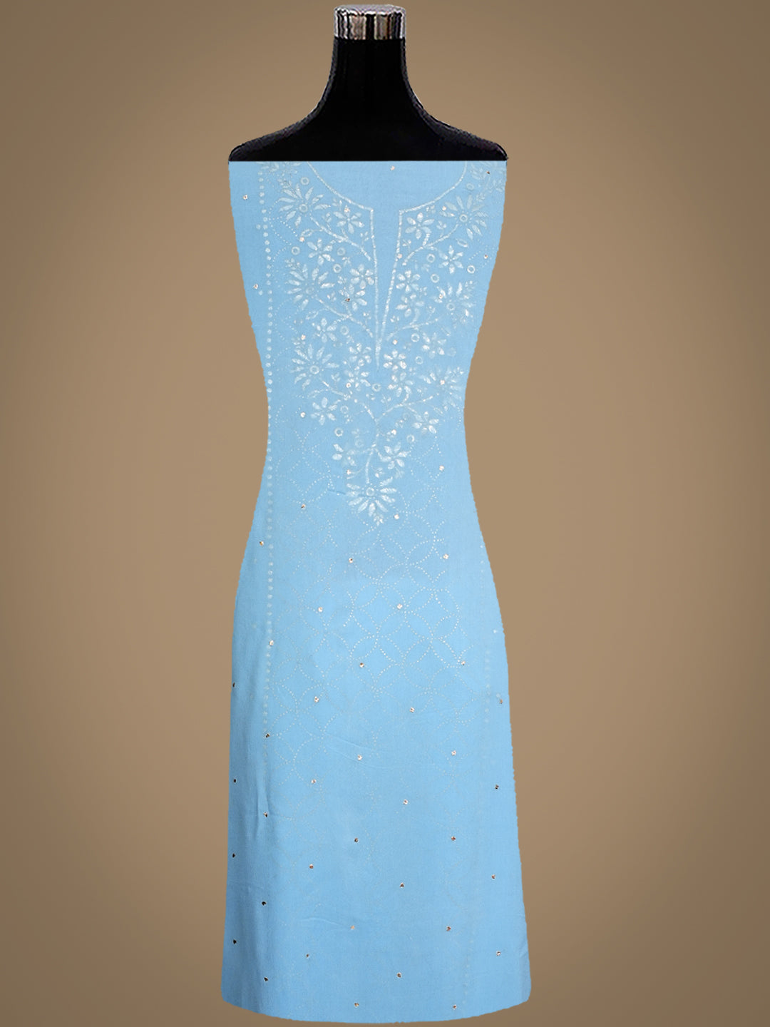 Ada Hand Embroidered Sky Reflection Blue Viscose Georgette Unstitched Kurta Dupatta With Muqaish/Mukaish Work 01A923203