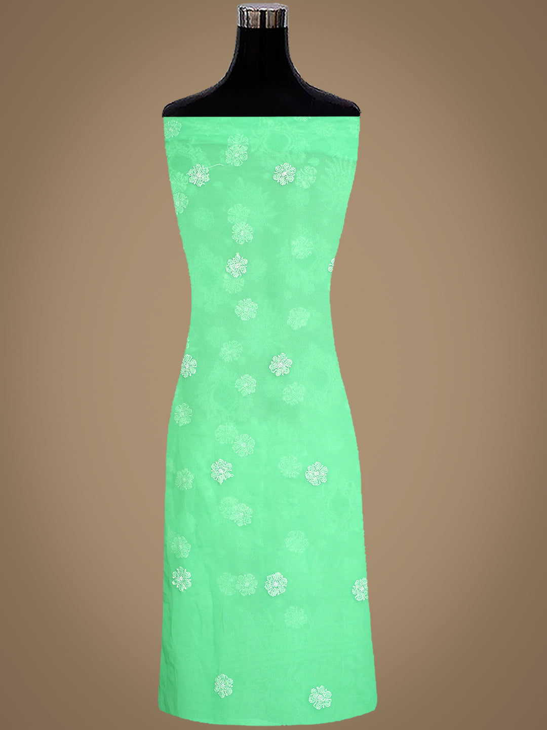 Ada Hand Embroidered Spring Green Georgette Lucknowi Chikankari Unstitched Suit Piece 01A1000770