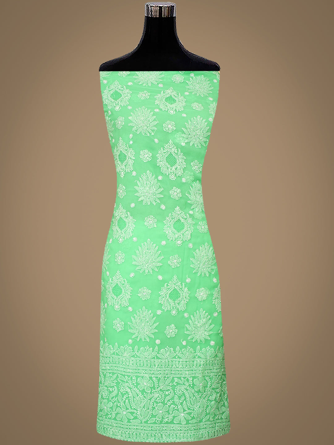 Ada Hand Embroidered Spring Green Georgette Lucknowi Chikankari Unstitched Suit Piece 01A1000770