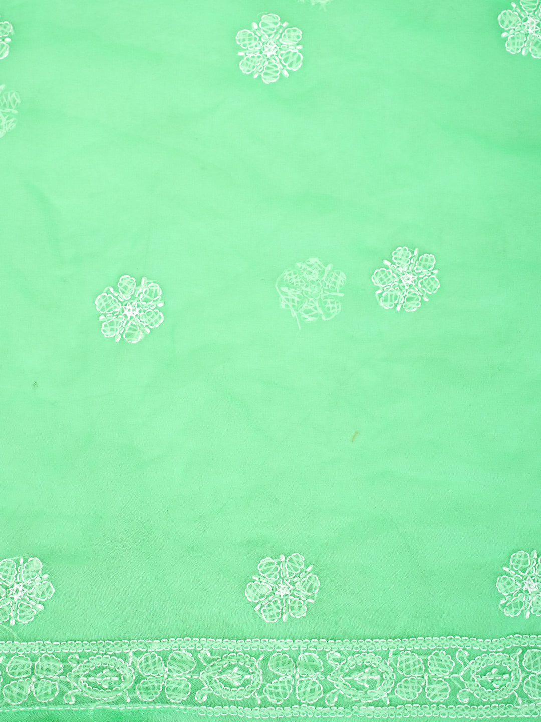 Ada Hand Embroidered Spring Green Georgette Lucknowi Chikankari Unstitched Suit Piece 01A1000770