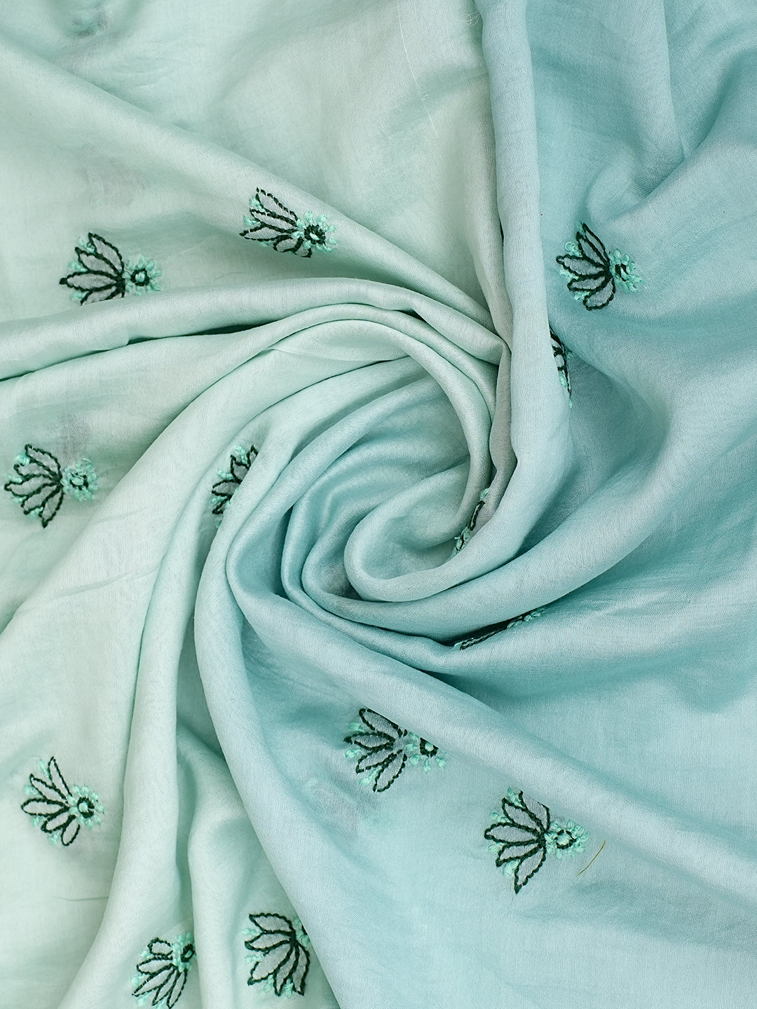 Ada Hand Embroidered Teal Green Chanderi Lucknowi Chikankari Unstitched Kurta Dupatta Set 01A904806