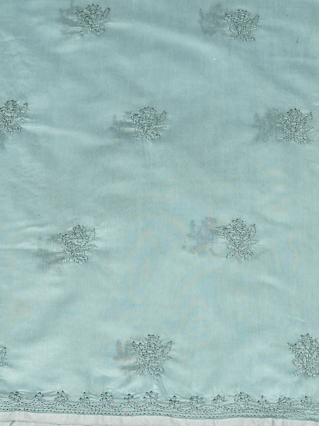 Ada Hand Embroidered Teal Green Chanderi Unstitched Lucknowi Chikankari Kurta Dupatta Set 01A981112