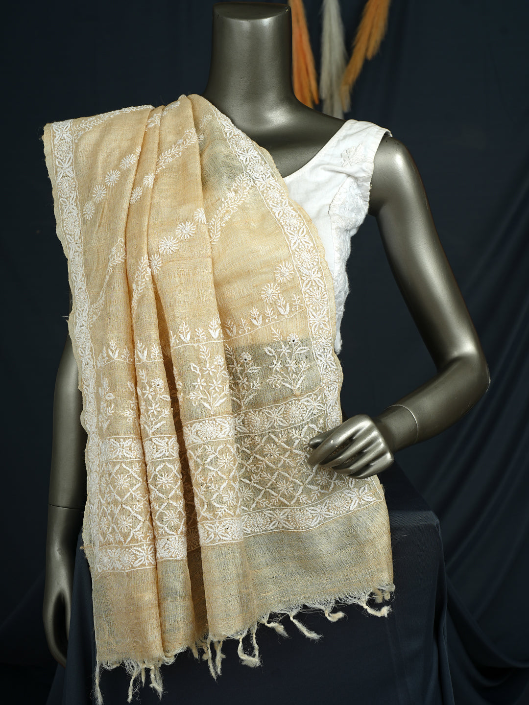 Ada Fawn Tussar Silk Dupatta_1