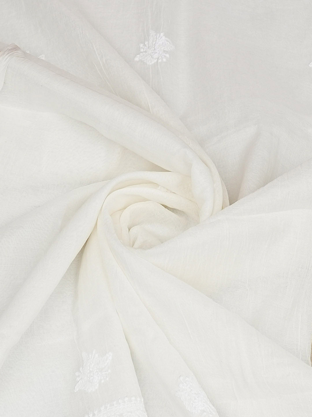 Ada Hand Embroidered White Chanderi Lucknowi Chikankari Dupatta 01A965768