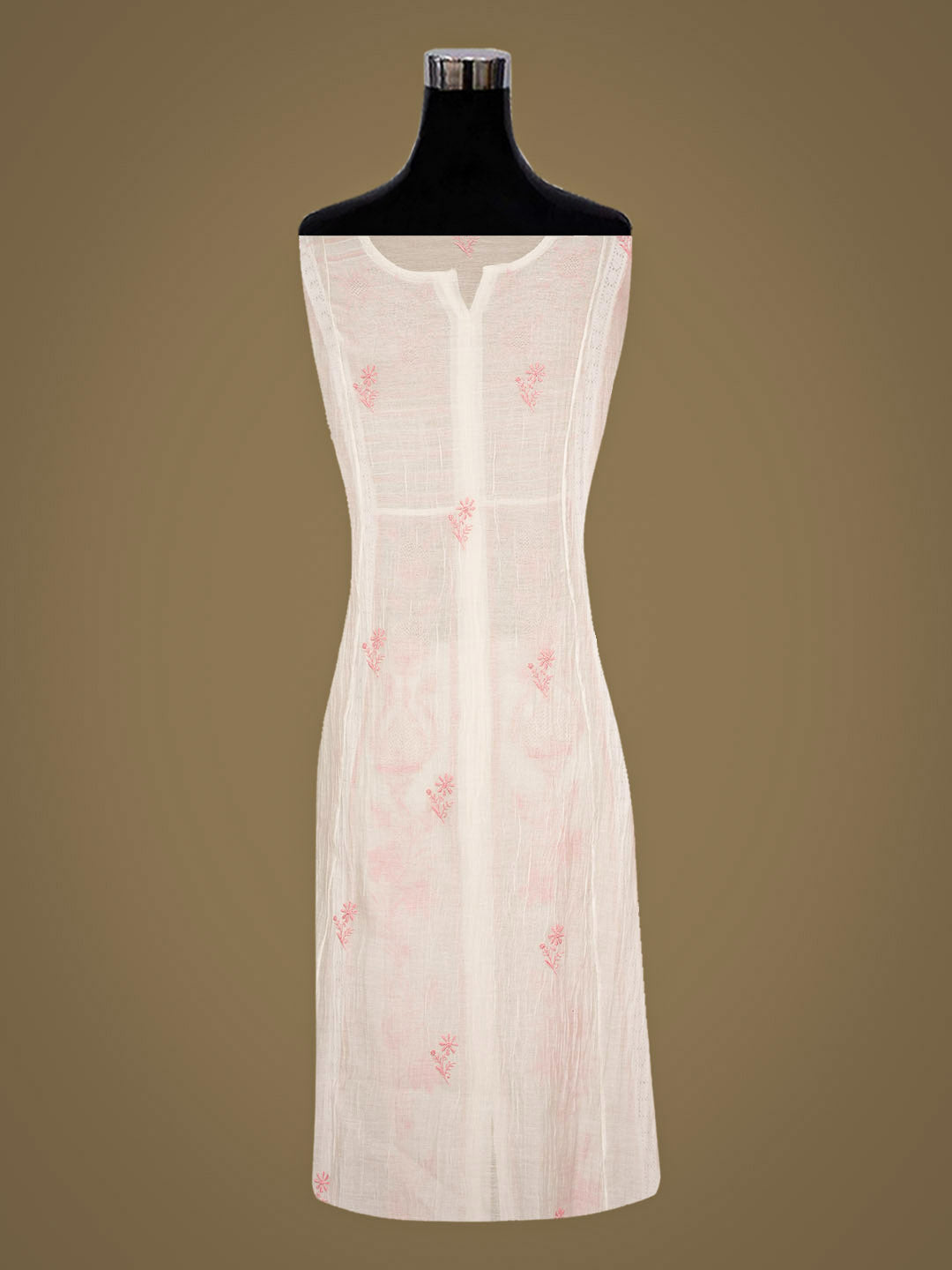 Ada Hand Embroidered White Chanderi Lucknowi Chikankari Semi-Stitched Kurta Dupatta Set 01A939476
