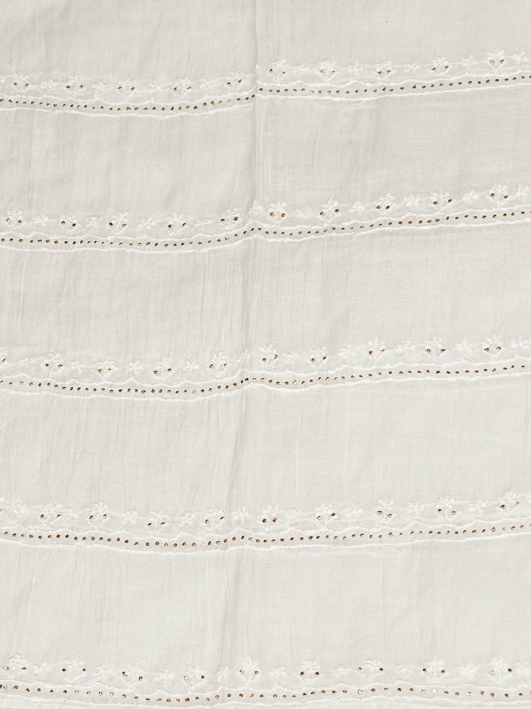 Ada Hand Embroidered White Chanderi Lucknowi Chikankari Semi-Stitched Kurta Dupatta Set With Muqaish/Mukaish Work 01A911761