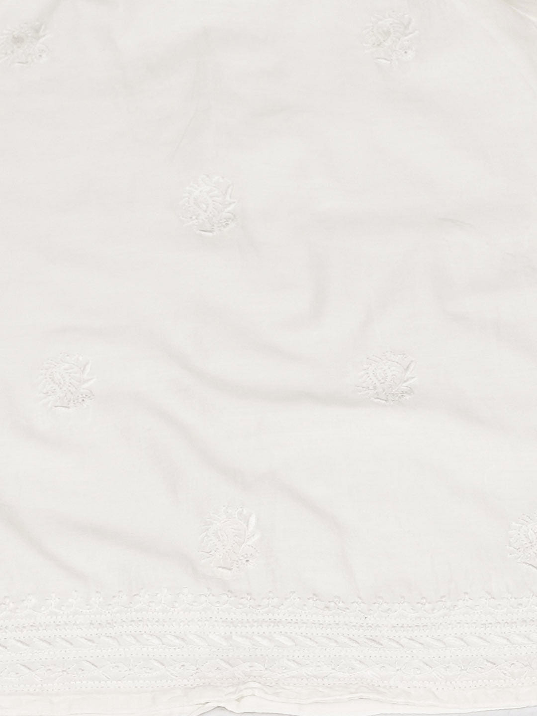 Ada Hand Embroidered White Chanderi Lucknowi Chikankari Semi Stitched Kurta Dupatta Set 01A896644