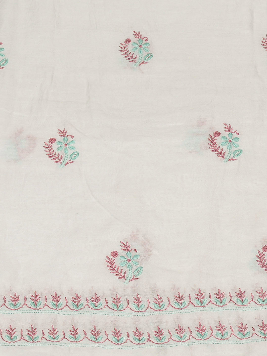 Ada Hand Embroidered White Chanderi Lucknowi Chikankari Unstitched Kurta Dupatta 01A955578