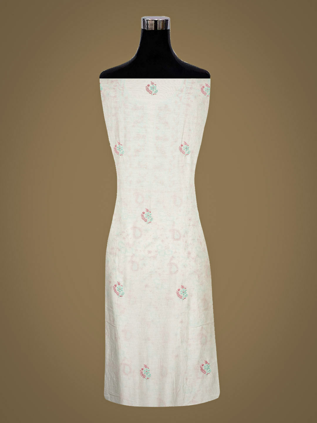 Ada Hand Embroidered White Chanderi Lucknowi Chikankari Unstitched Kurta Dupatta 01A955578