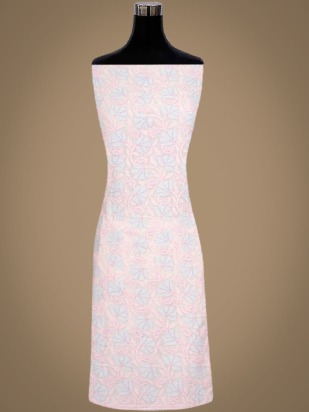 Ada Hand Embroidered White Chanderi Lucknowi Chikankari Unstitched Kurta Dupatta 01A980410