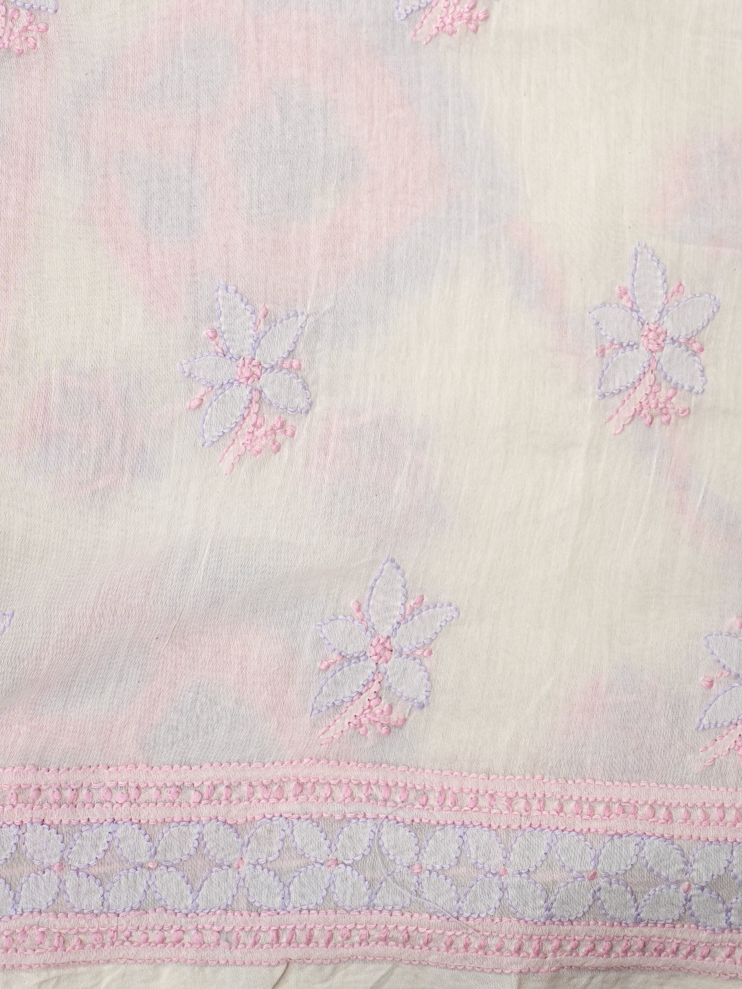 Ada Hand Embroidered White Chanderi Lucknowi Chikankari Unstitched Kurta Dupatta 01A980410