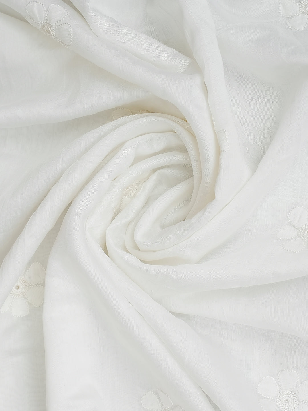 Ada Hand Embroidered White Chanderi Lucknowi Chikankari Unstitched Kurta Dupatta Set 01A798338