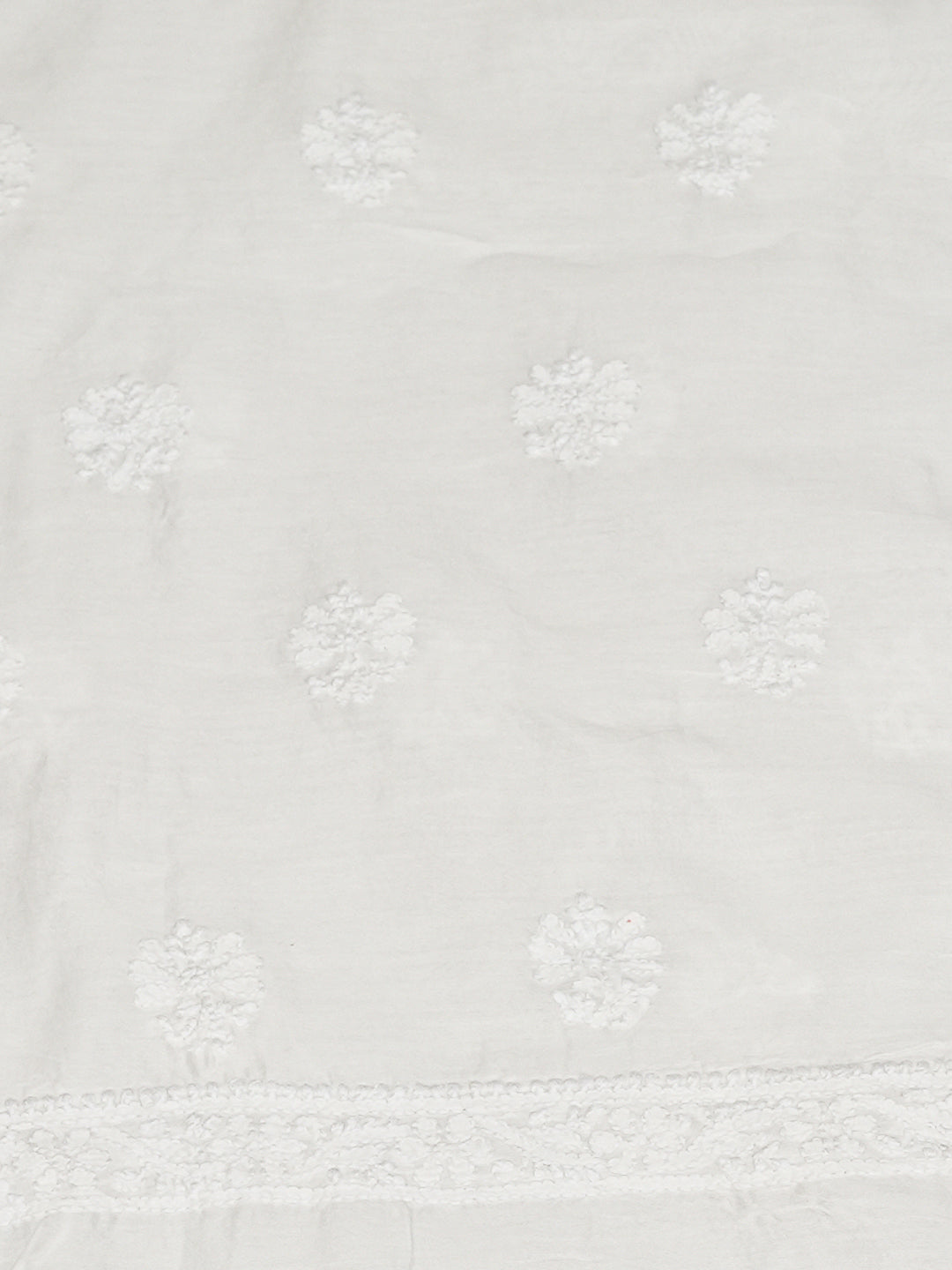 Ada Hand Embroidered White Chanderi Lucknowi Chikankari Unstitched Kurta Dupatta Set 01A932562