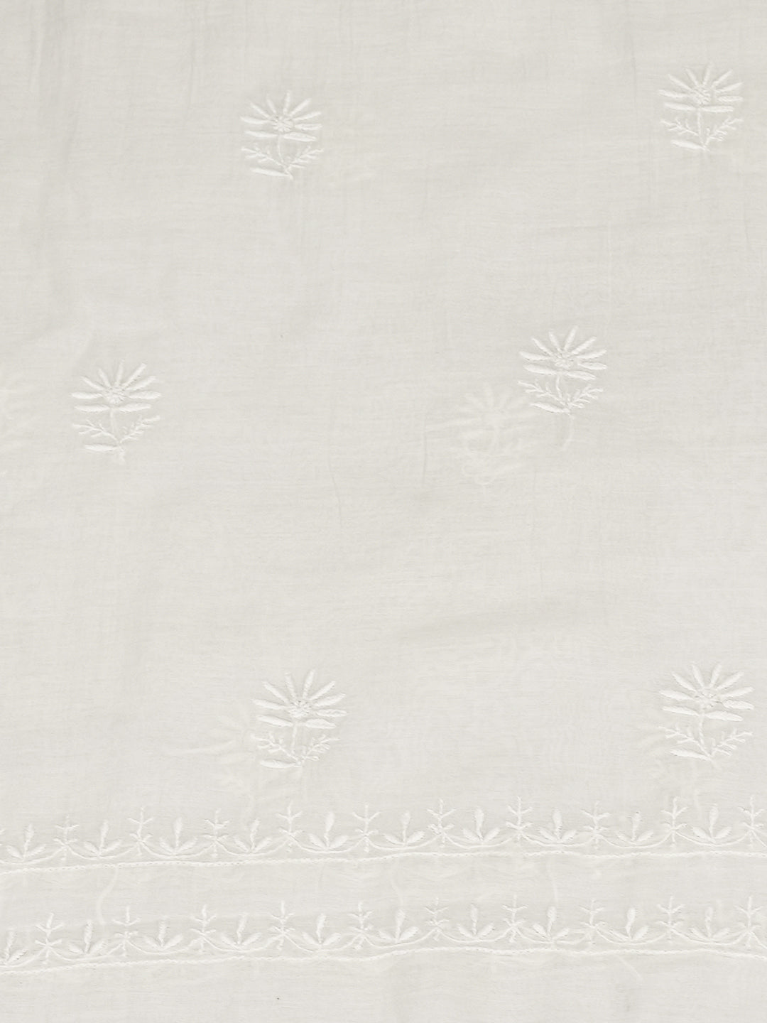 Ada Hand Embroidered White Chanderi Lucknowi Chikankari Unstitched Kurta Dupatta Set 01A960037