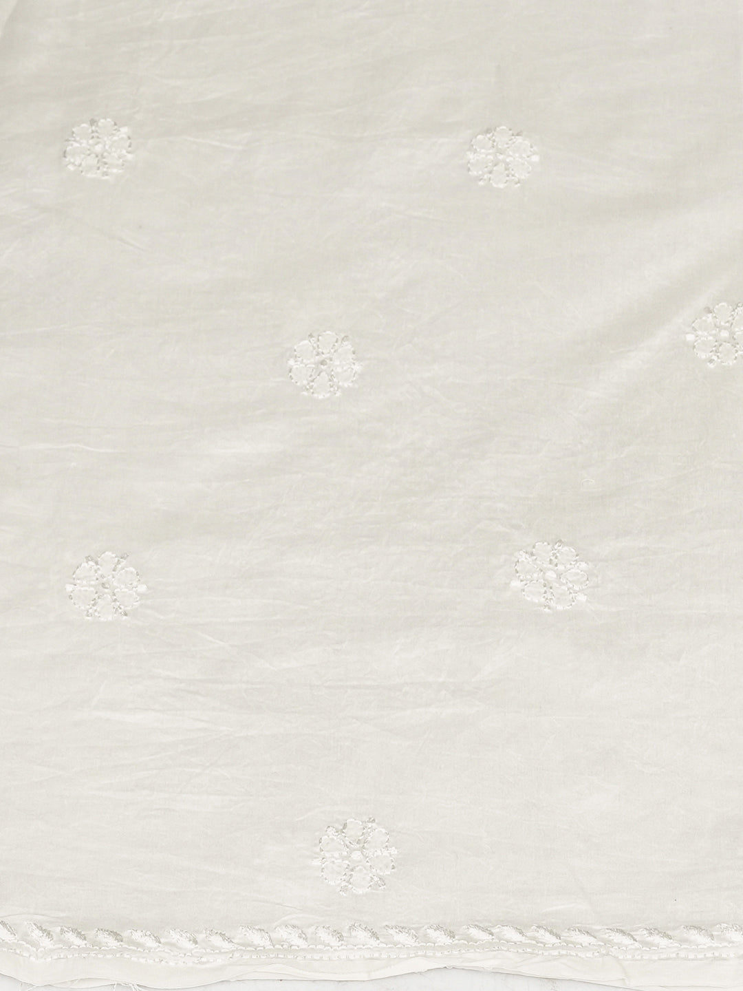 Ada Hand Embroidered White Chanderi Lucknowi Chikankari Unstitched Kurta Dupatta Set 01A983149