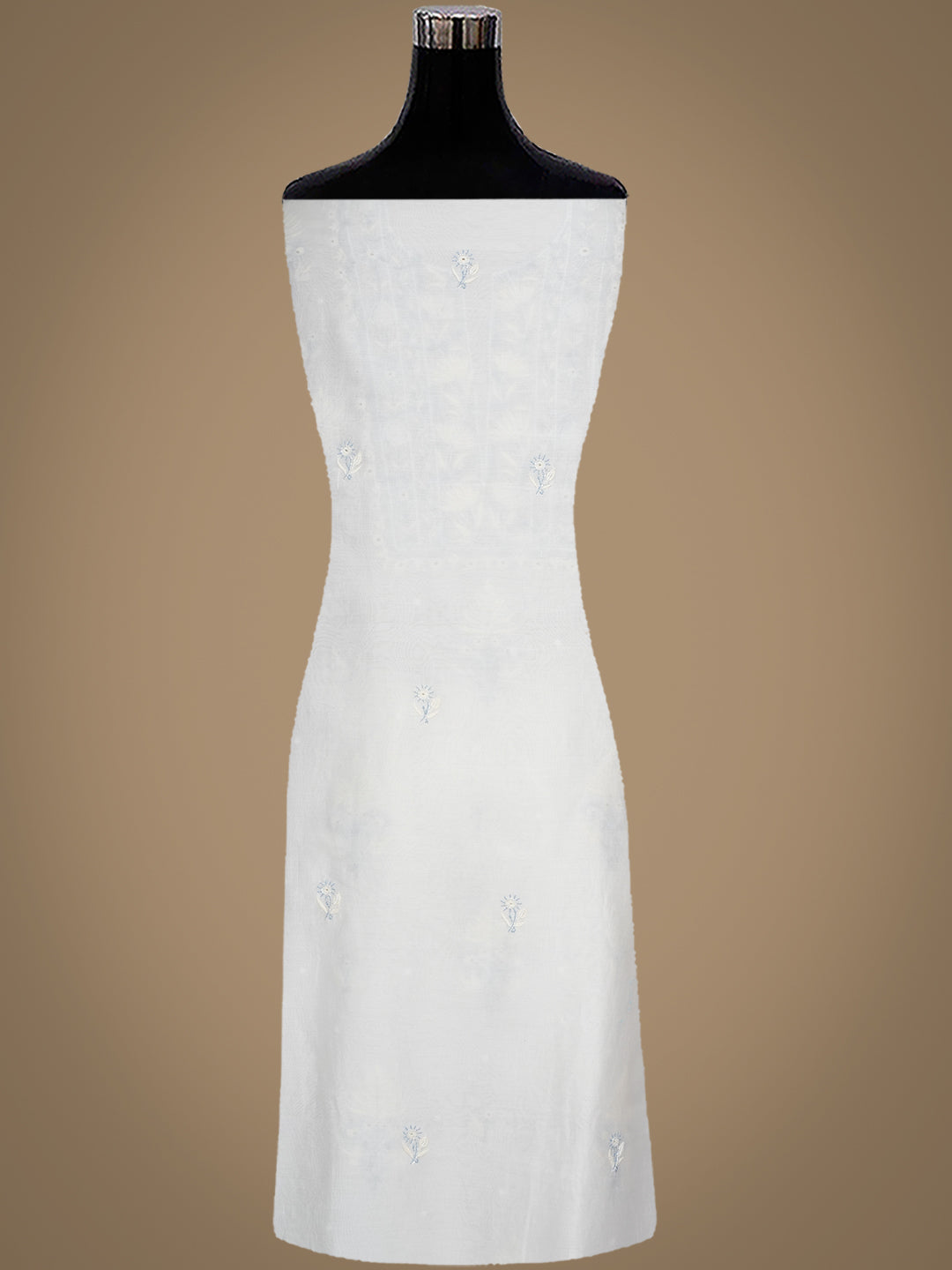Ada Hand Embroidered White Chanderi Lucknowi Chikankari Unstitched Kurta Dupatta Set With Cutdana Work 01A967716