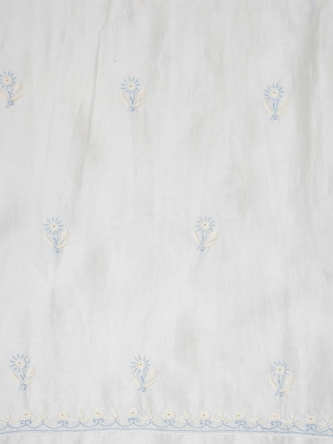 Ada Hand Embroidered White Chanderi Lucknowi Chikankari Unstitched Kurta Dupatta Set With Cutdana Work 01A967716