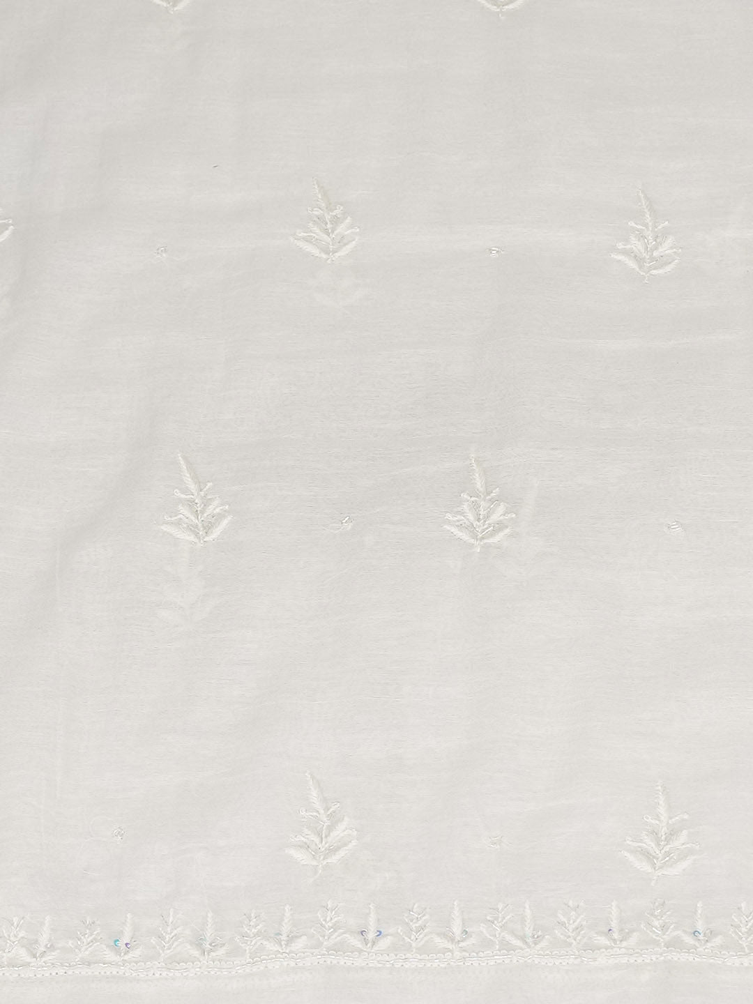 Ada Hand Embroidered White Chanderi Lucknowi Chikankari Unstitched Kurta Dupatta Set With Cutdana Work 07A501612