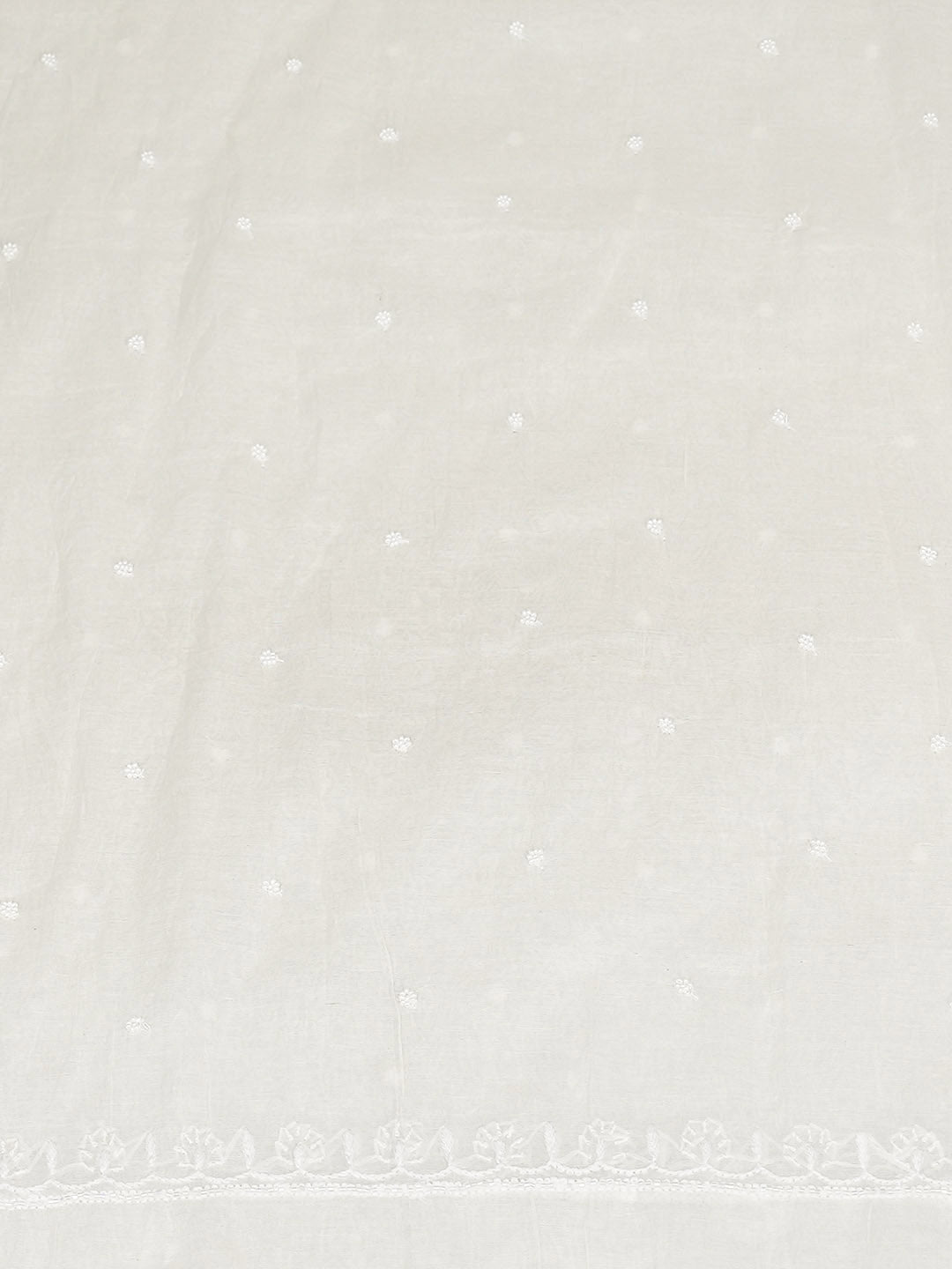 Ada Hand Embroidered White Chanderi Lucknowi Chikankari Unstitched Kurta Dupatta Set With Pearl Work 01A972766