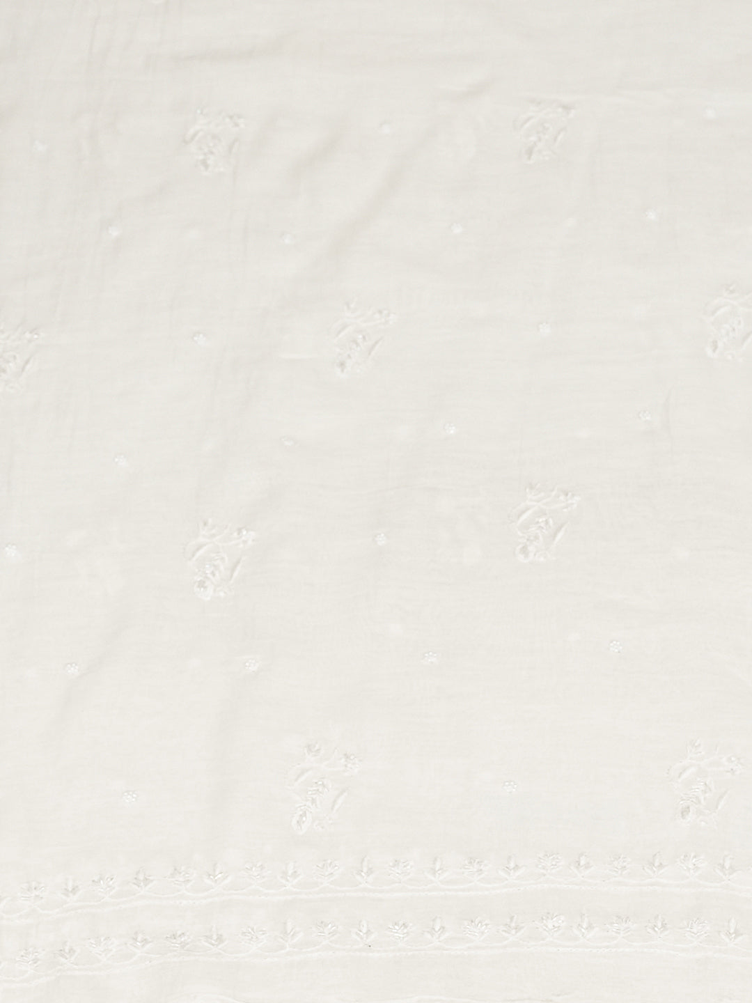 Ada Hand Embroidered White Chanderi Lucknowi Chikankari Unstitched Kurta Dupatta Set With Sequinned Work 01A902528