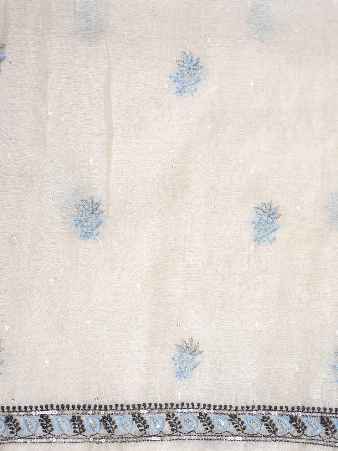 Ada White Chanderi Unstitched Kurta Dupatta Set_6