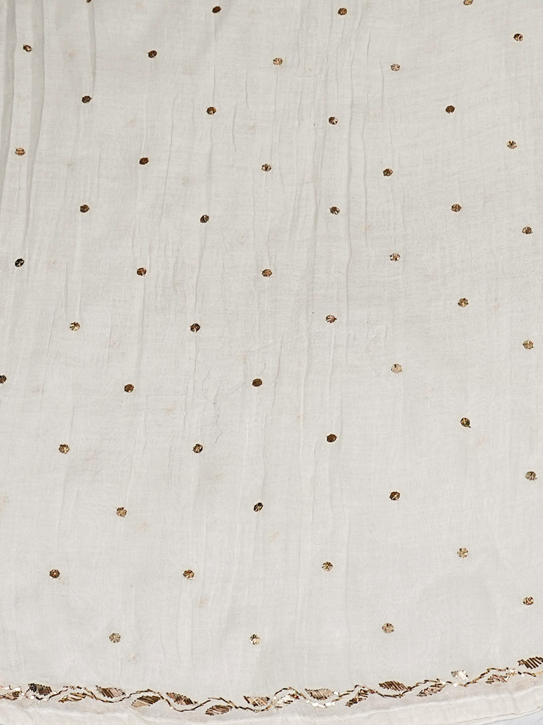 Ada Hand Embroidered White Chanderi Semi-Stitched A-Line Kurta Dupatta Set With Mukaish/Muqaish Work 01A987682