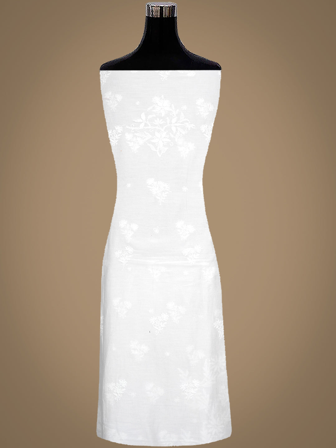 Ada Hand Embroidered White Chanderi Silk Lucknowi Chikankari Unstitched Kurta Dupatta Set 01A420835