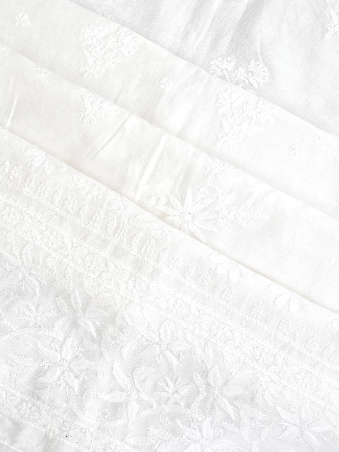 Ada Hand Embroidered White Chanderi Silk Lucknowi Chikankari Unstitched Kurta Dupatta Set 01A420835