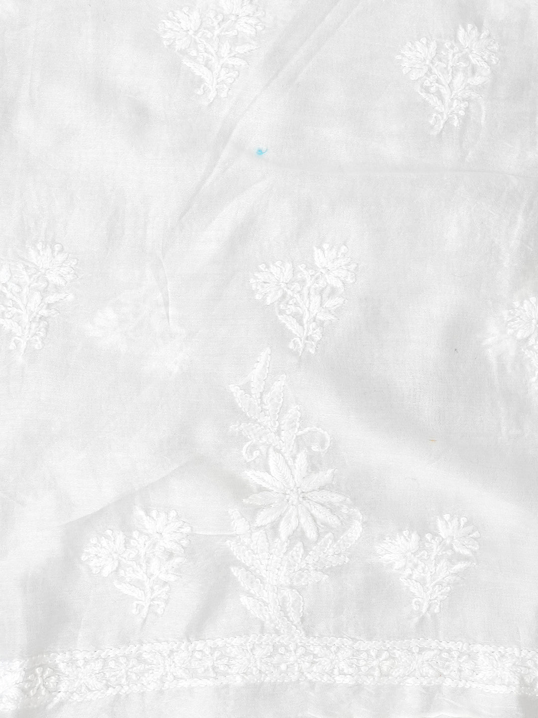 Ada Hand Embroidered White Chanderi Silk Lucknowi Chikankari Unstitched Kurta Dupatta Set 01A420835