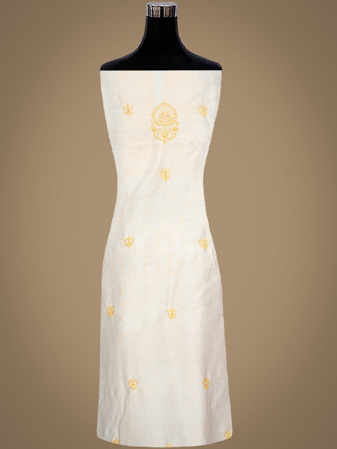 Ada Hand Embroidered White Chanderi lucknowi Chikankari Unstitched Kurta 01A491184