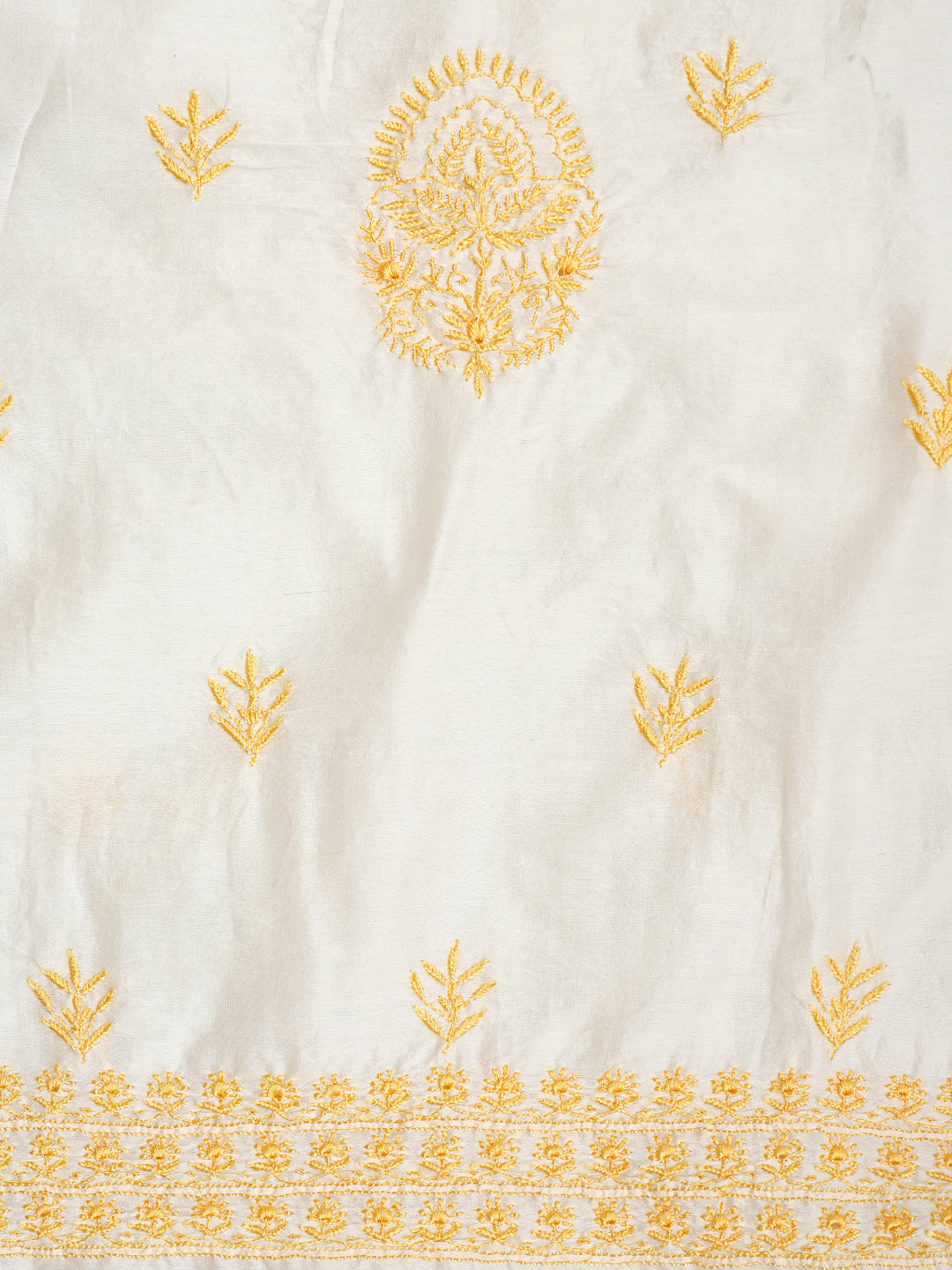 Ada Hand Embroidered White Chanderi lucknowi Chikankari Unstitched Kurta 01A491184