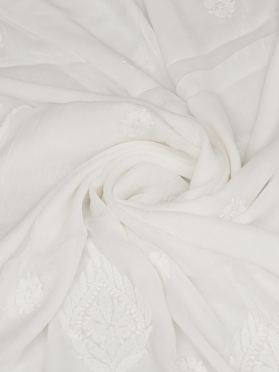 Ada Hand Embroidered White Chiffon Lucknowi Chikankari Dupatta 01A968277