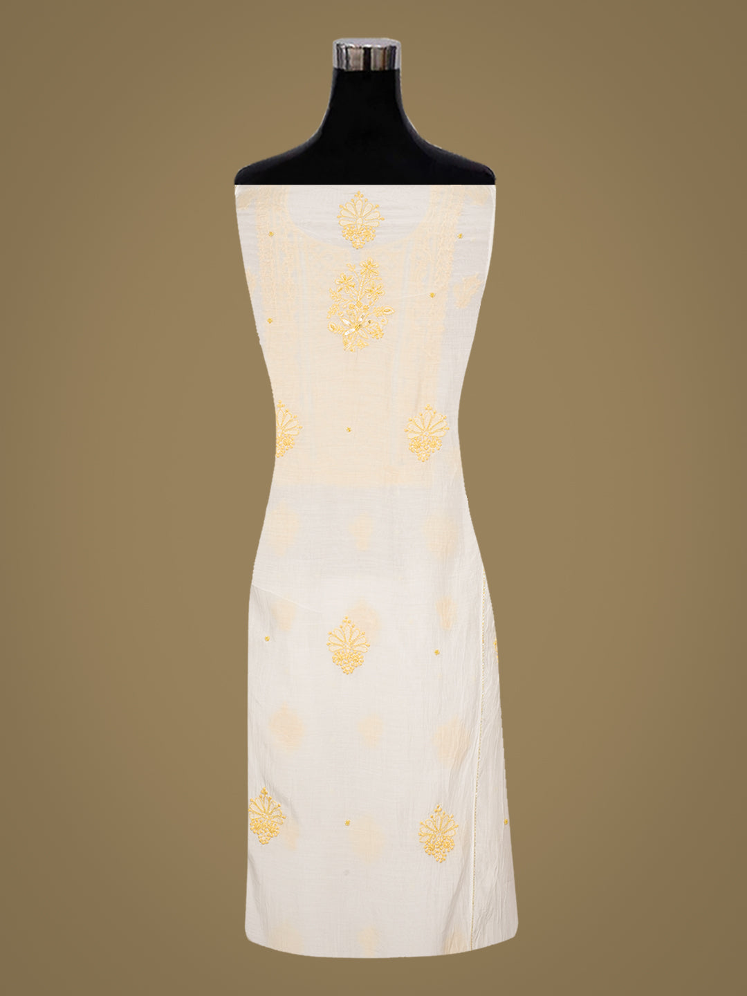 Ada Hand Embroidered White Cornsilk Muslin Lucknowi Chikankari Semi-Stitched Kurta Dupatta Set With Cutdana Work 01A1003713