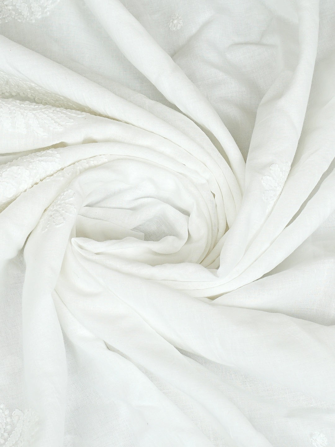 Ada Hand Embroidered White Cotton Lucknowi Chikankari Dupatta 01A1010163