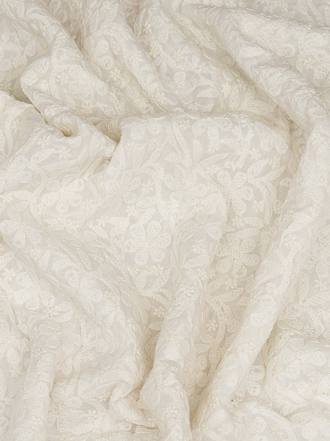 Ada Hand Embroidered White Cotton Lucknowi Chikankari Dupatta 01A793246