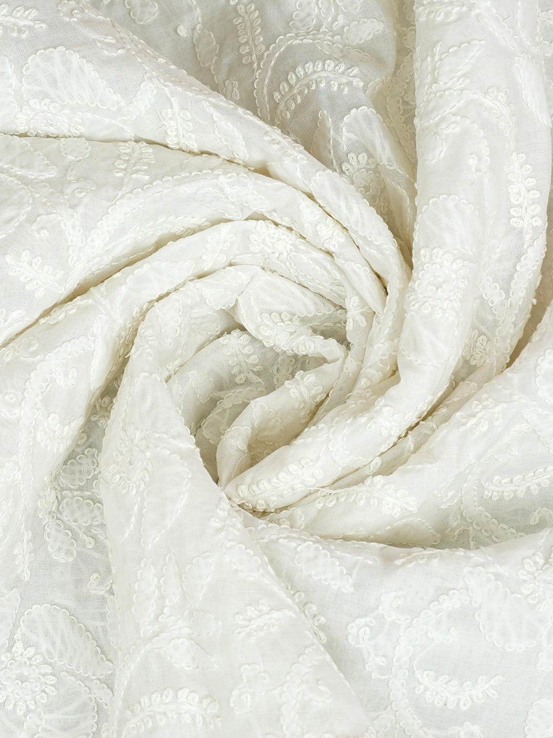 Ada Hand Embroidered White Cotton Lucknowi Chikankari Dupatta 01A966804