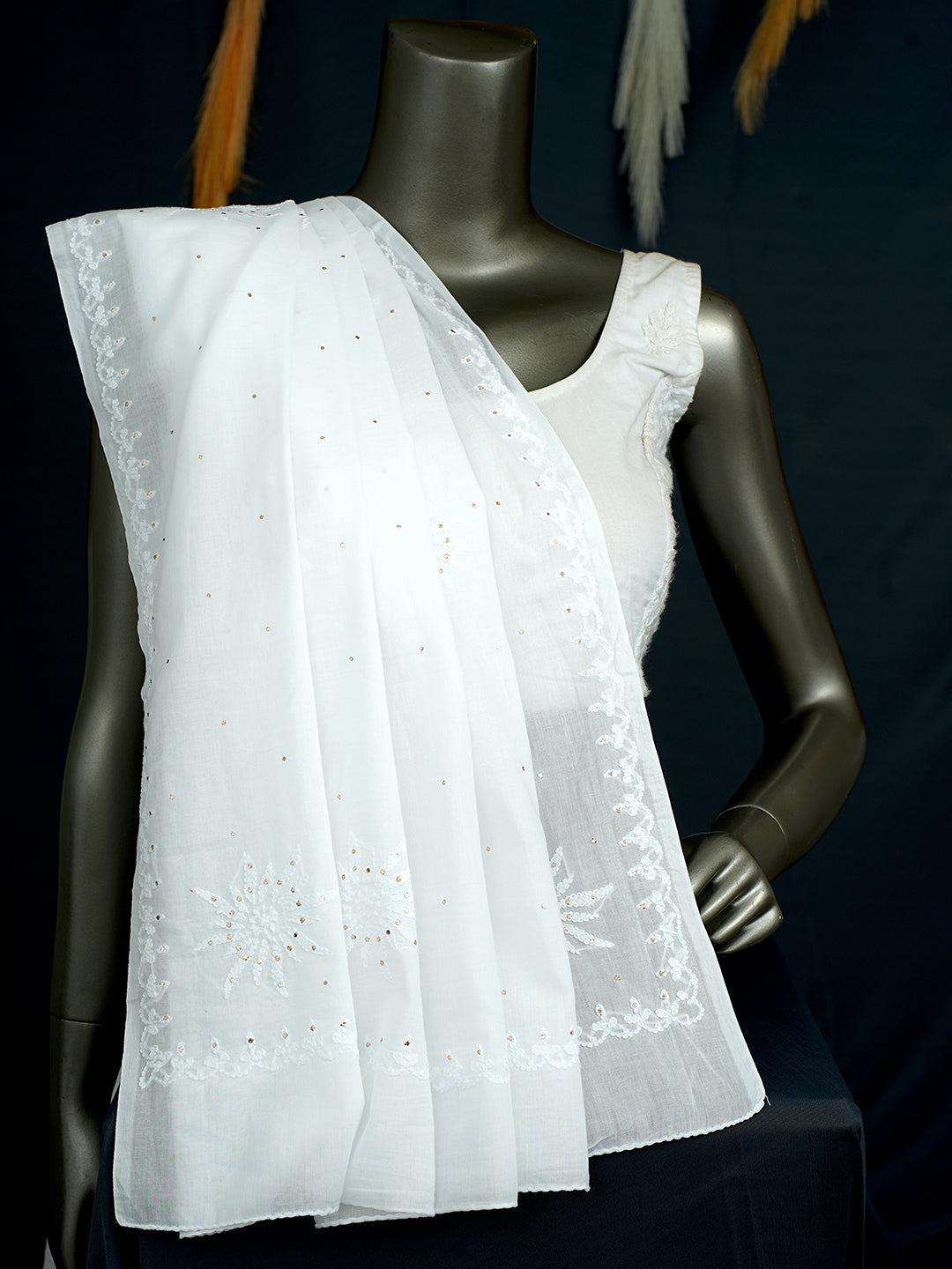Ada White Cotton Dupatta_1