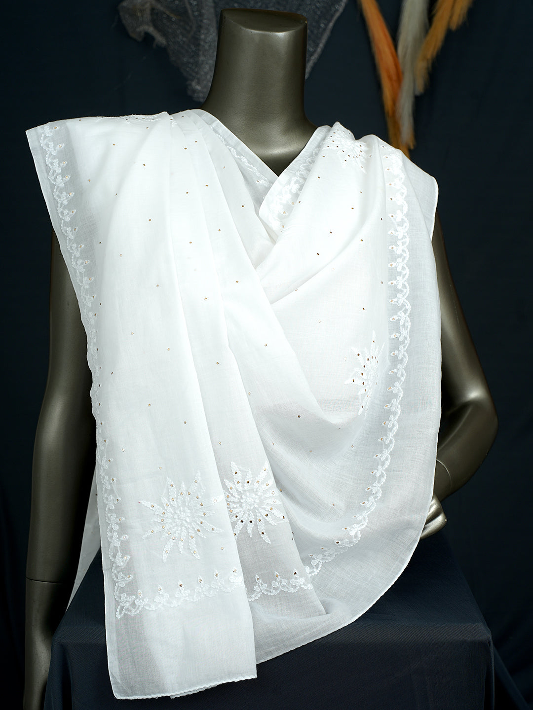 Ada White Cotton Dupatta_2