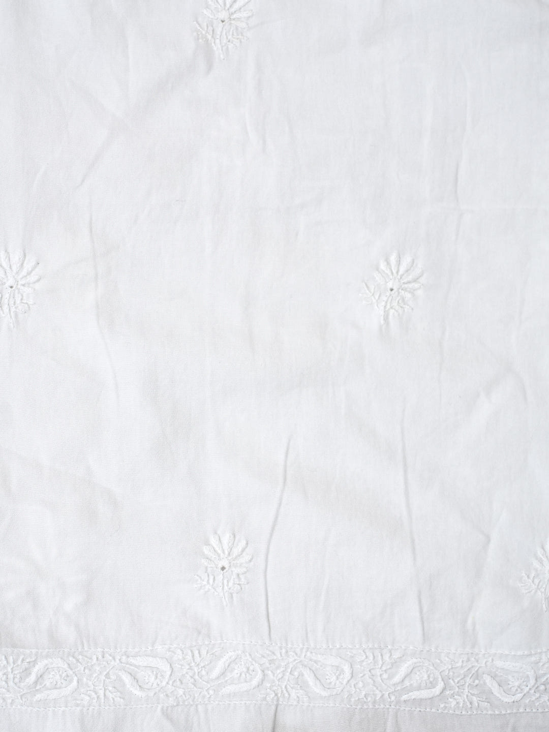 Ada Hand Embroidered White Cotton Lucknowi Chikankari Unstitched Kurta Piece A602715
