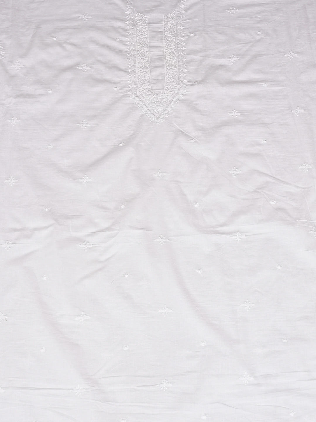Ada Hand Embroidered White Cotton Lucknowi Chikankari Unstitched Men's Kurta_2