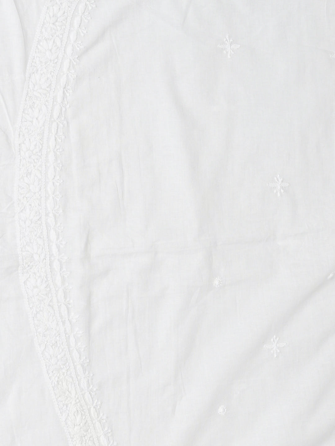 Ada Hand Embroidered White Cotton Lucknowi Chikankari Unstitched Men's Kurta_4