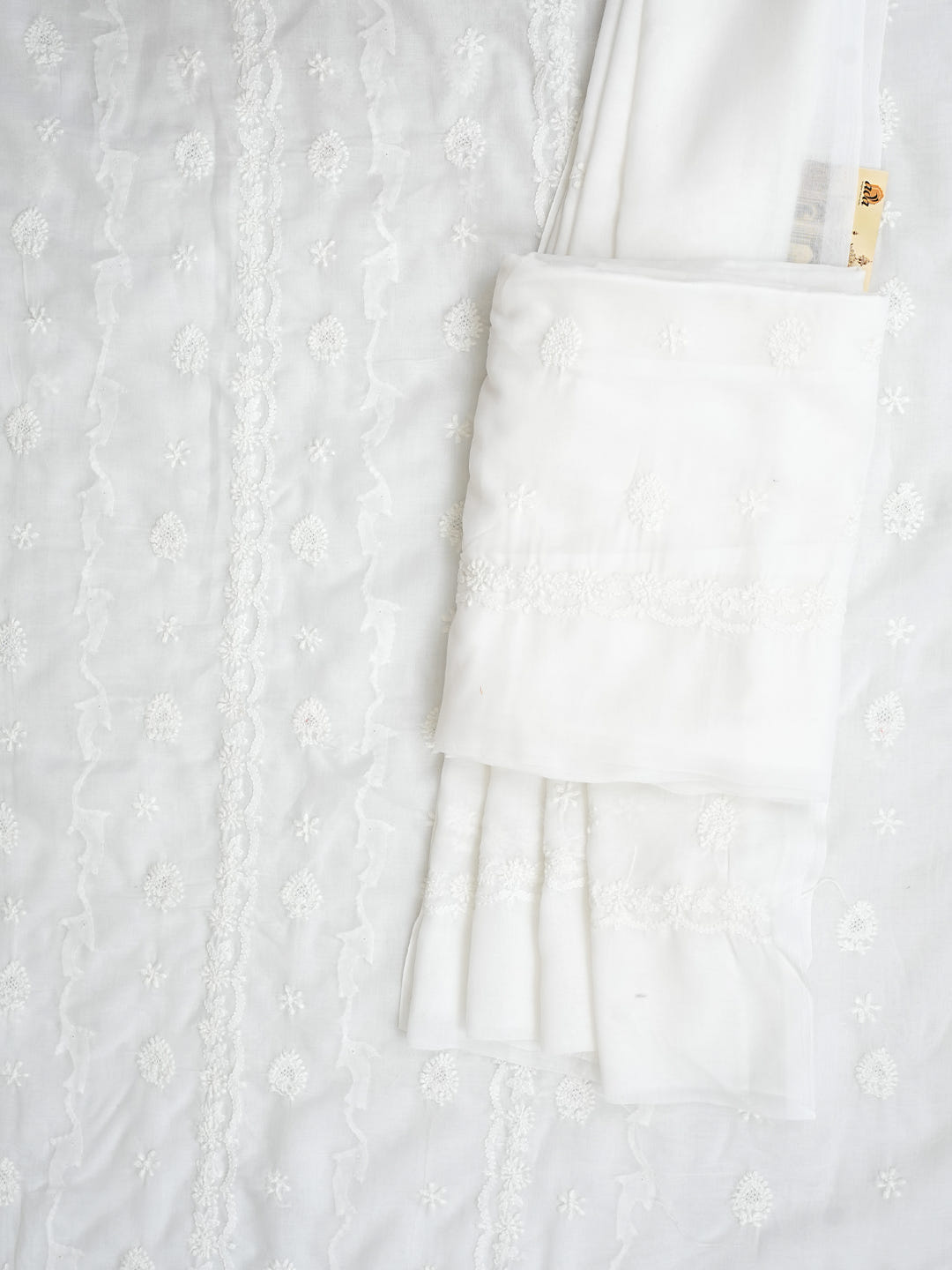 Ada Hand Embroidered White Cotton Lucknowi Chikankari Unstitched Suit Piece 01A1009173_2