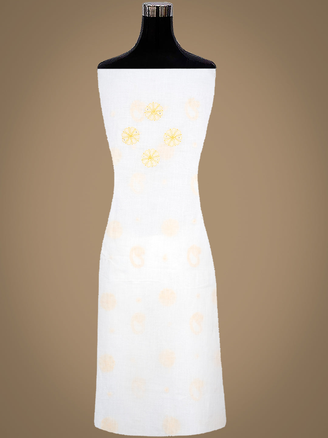 Ada White Cotton Unstitched Chikankari Suit Fabric