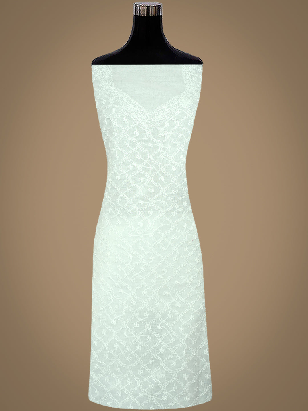 Ada Hand Embroidered White Cotton Lucknowi Chikankari Unstitched Suit Piece 01A882376_3