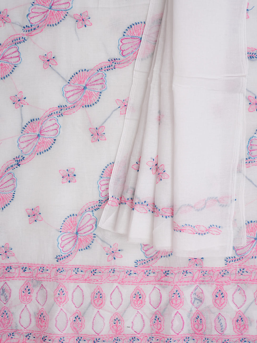Ada Hand Embroidered White Cotton Lucknowi Chikankari Unstitched Suit Piece 01A935041_5